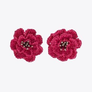 ZARA Raffia Flower Sparkle Earrings